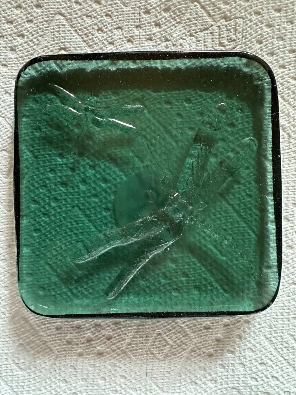 Pier 1 Dragonfly Art Glass Embossed Candle Holder Accent Piece 5.5" NWT